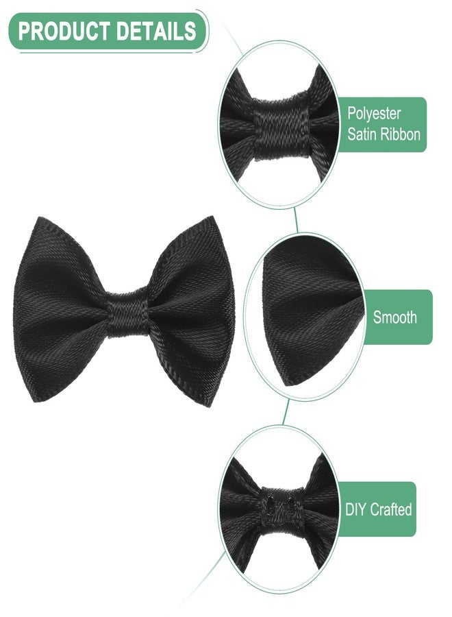 M METERXITY 60-Pack 1.5 Inch Mini Ribbon Bows|Premium Polyester Craft Bows for Gift Wrapping, Wedding Favors, DIY Hair Accessories, Christmas & Party Decoration [Black] - Image 2